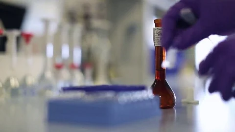 Pipette Filling Vial with Solution Video stock 69087835