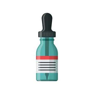 Pipette with oil drop icon in flat style. Dropper bottle vector illustratio.. Ilustração Stock