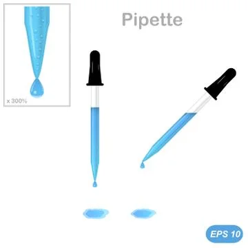 Pipettes with a drop on the tip - lab glassware Stock Illustration