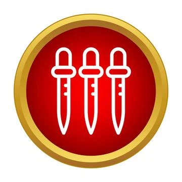 Pipettes science tools icon inside a bold red circle Stock Illustration