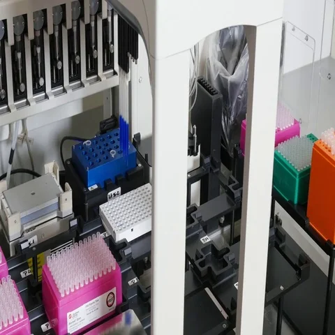 Pipetting robot in a gene lab Stock Footage 69403164