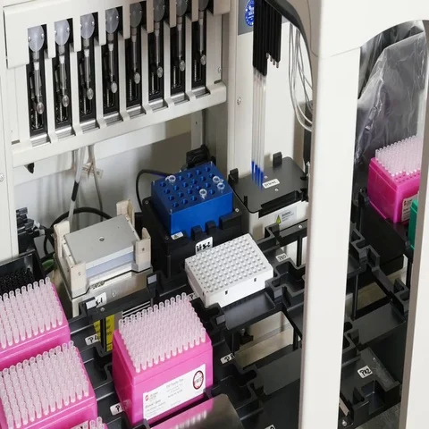 Pipetting robot in a gene lab Stock Footage 69403687