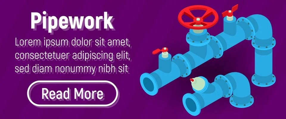 Pipework concept banner, comics isometric style イラスト素材