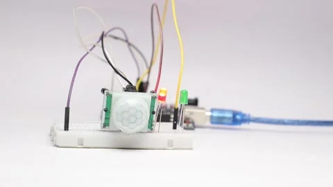 PIR sensor or passive infrared sensor activates led bulb Stock Footage 334123239