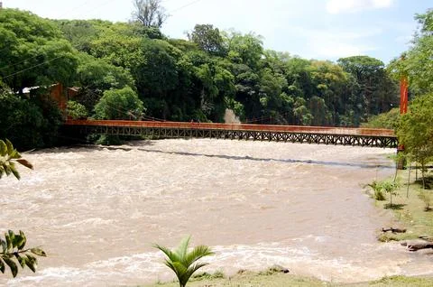 Piracicaba River with the mill in the background Fotos Stock