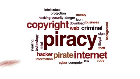 Piracy animated word cloud, text design animation. Stock Footage 79420646