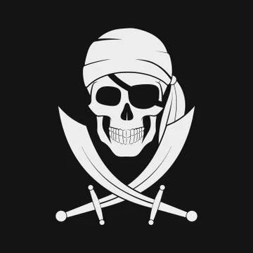 Piracy flag with skull and crossed sabres. Vector illustration. Stock Illustration