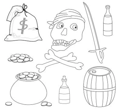 Piracy objects, contours Stock Illustration
