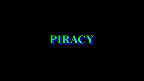 Piracy text glitch effect. Abstract colorful noise glitch video damage Stock Footage 106356696