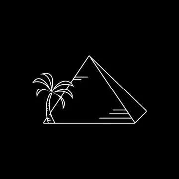 Piramid with palm tree icon Stock Illustration
