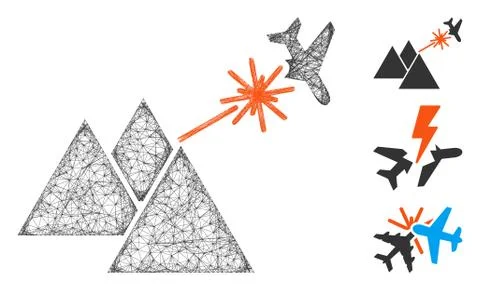 Piramides Strike Airplane Polygonal Web Vector Mesh Illustration Stock Illustration