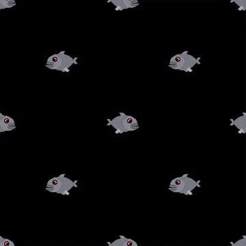 Piranha pixel art pattern seamless. freshwater fish pixelated background. 8 b Stock Illustration