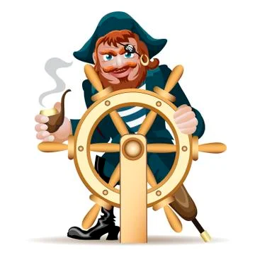 Pirat with a steering wheel Stock Illustration