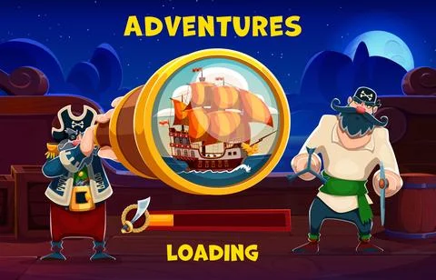 Pirate adventure game countdown loading bar Stock Illustration