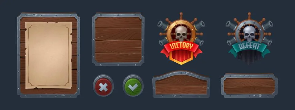 Pirate adventure game ui elements Illustrazione stock