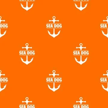 Pirate anchor pattern vector orange 스톡 일러스트