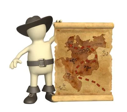 Pirate with ancient map Stock Illustration