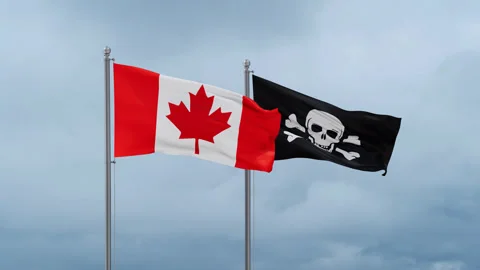 Pirate and Canada flag Stock Footage 252025552
