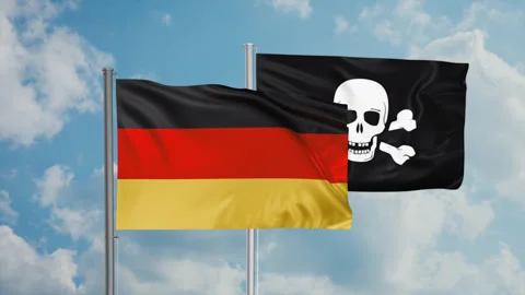 Pirate and Germany flag Stock Footage 245111355