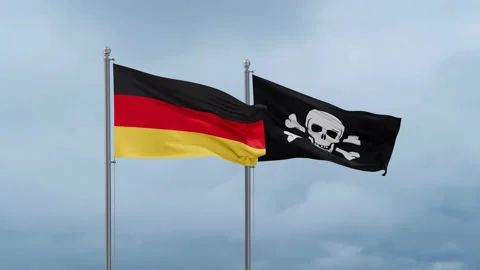 Pirate and Germany flag Video stock 251964610