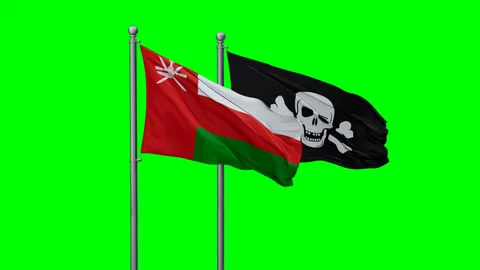 Pirate and Oman two flags Stock Footage 291859196