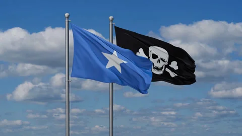 Pirate and Somalia two flags Vídeos de archivo 287954278