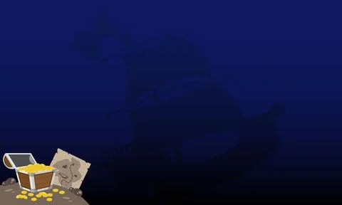 Pirate background and copy space area with pirate ship silhouette Stock Illustration