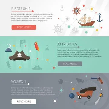 Pirate banner set Stock Illustration