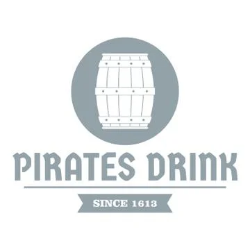 Pirate barrel logo, simple gray style Illustrazione stock