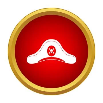 Pirate bicorne hat icon with skull and crossbones Stock Illustration