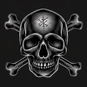 Pirate black mark, skull with cross bones for the Stock Illustration
