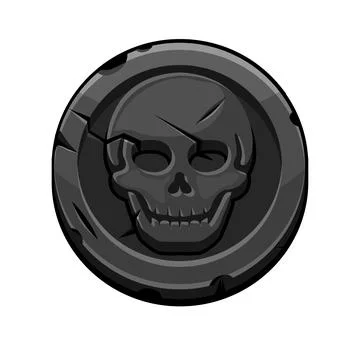 Pirate black round mark or coin for Game. Stock Illustration