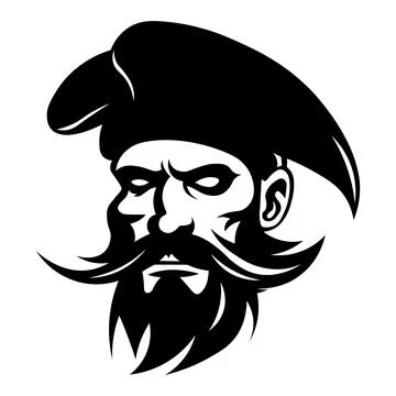 Pirate black vector icon on white background Stock Illustration