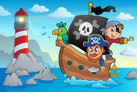 Pirate boat theme Stock Illustration