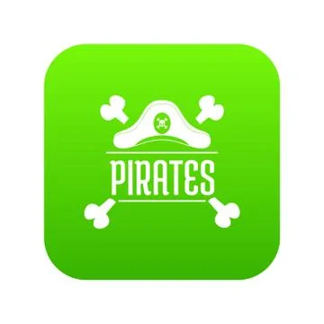 Pirate bone icon green vector 库存插图