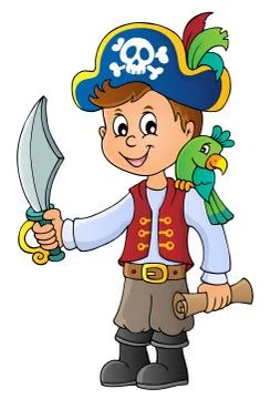 Pirate boy topic image Stock Illustration
