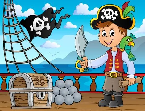 Pirate boy topic image 库存插图