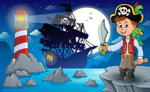 Pirate boy topic image 库存插图