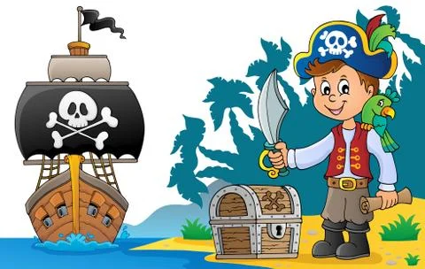 Pirate boy topic image Illustrazione stock