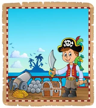 Pirate boy topic parchment Stock Illustration