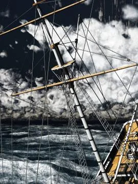 Pirate brigantine Stock Illustration