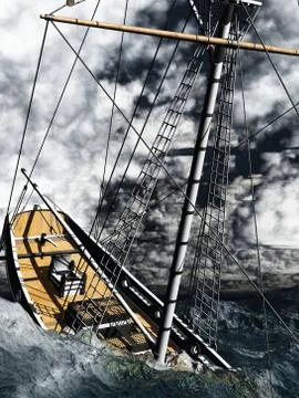 Pirate brigantine Stock Illustration