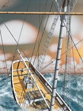 Pirate brigantine Stock Illustration