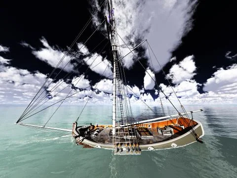 Pirate brigantine Stock Illustration