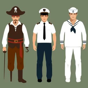 Pirate, captain and sailor Stock Illustration