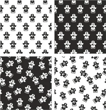 Pirate Captain Avatar Aligned &amp; Random Seamless Pattern Set Illustrazione stock