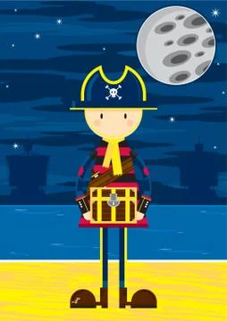 Pirate Captain Beach Scene Stock-Illustration