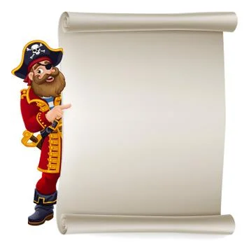 Pirate Captain Cartoon Scroll Background Stock Illustration