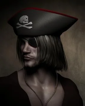 Pirate Captain Portrait Stock Illustration