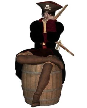 Pirate Captain sitting on a Barrel Illustrazione stock